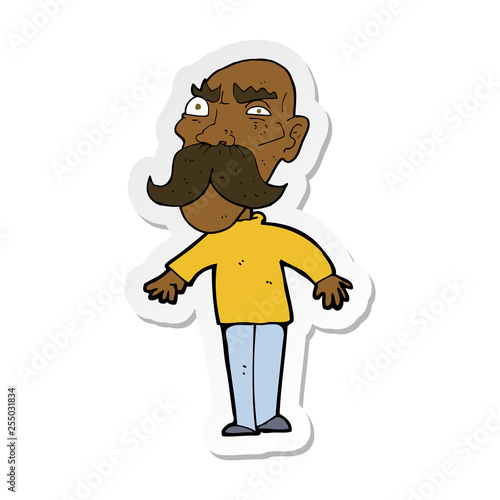 sticker of a cartoon angry old man