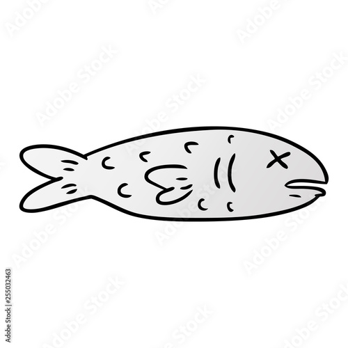 gradient cartoon doodle of a dead fish