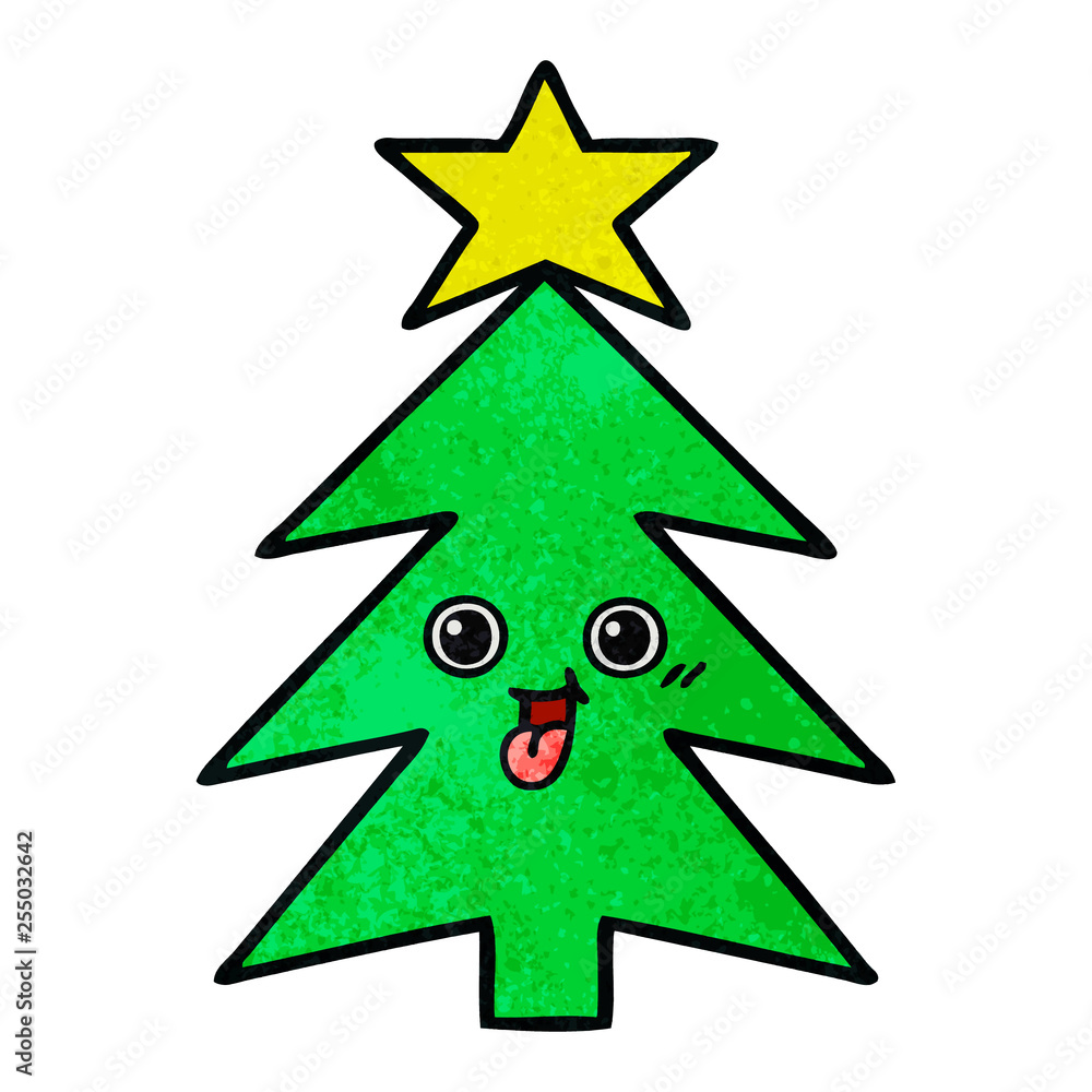 retro grunge texture cartoon christmas tree retro grunge texture cartoon christmas tree