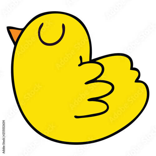 quirky hand drawn cartoon yellow bird