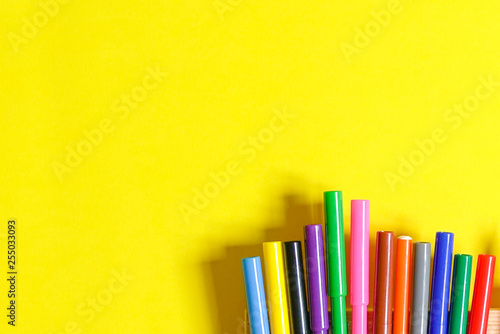 Education or back to school concept : flat lay of stationeries