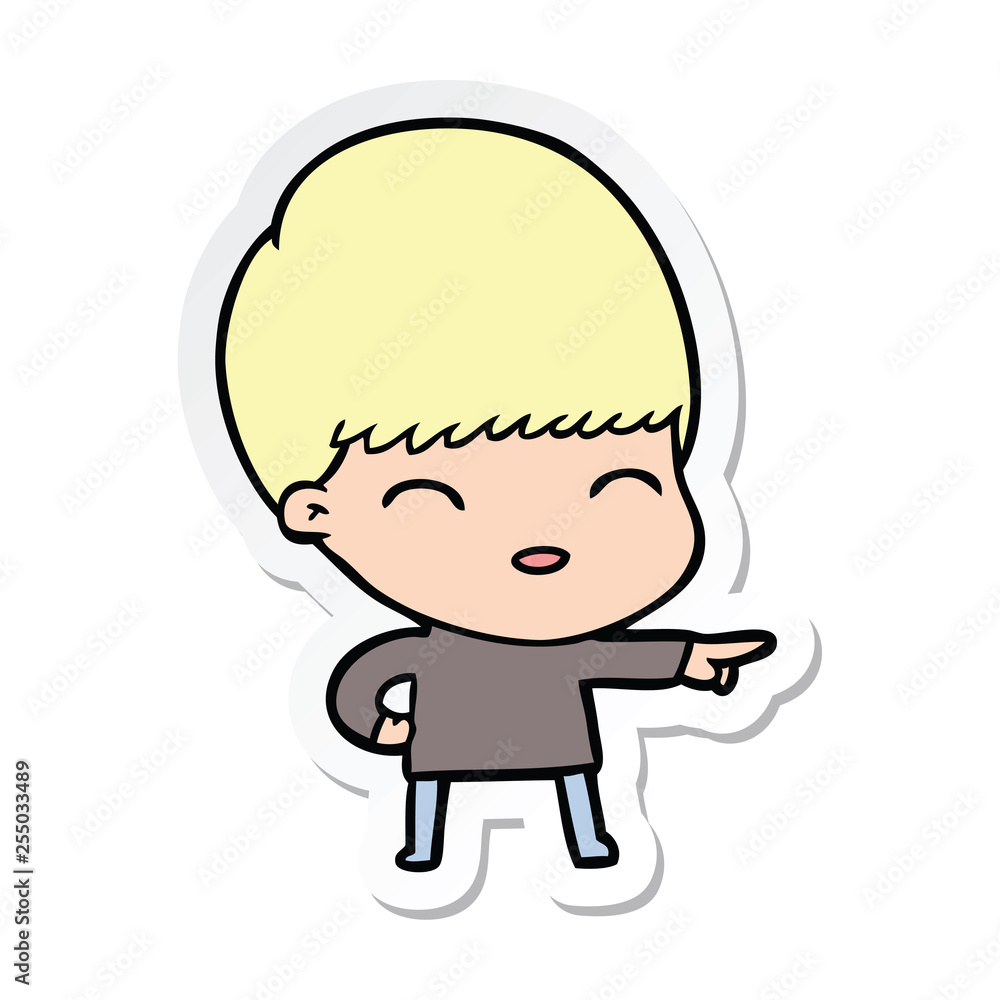 sticker of a happy cartoon boy sticker of a happy cartoon boy
