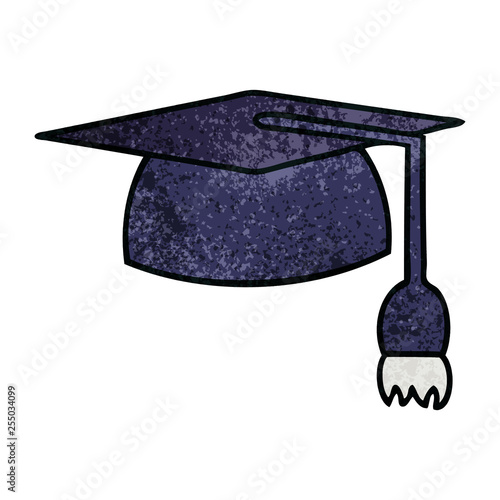 retro grunge texture cartoon graduation hat