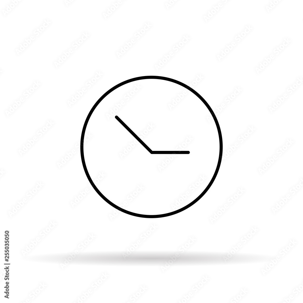 Clock icon witch shadow.Minimalism style. Vector illustration. Outline sketch. image of thin lines. EPS 10 Clock icon witch shadow.Minimalism style. Vector illustration. Outline sketch. image of thin lines. EPS 10
