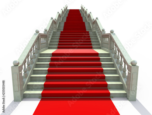 illustration of isolated red carpet with straight stairs leading in the middle