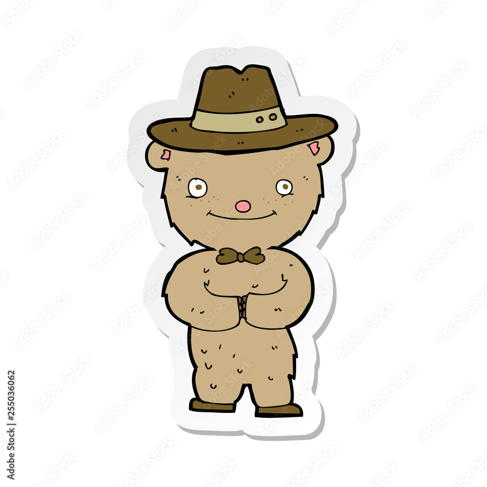 Fototapeta premium sticker of a cartoon bear in hat