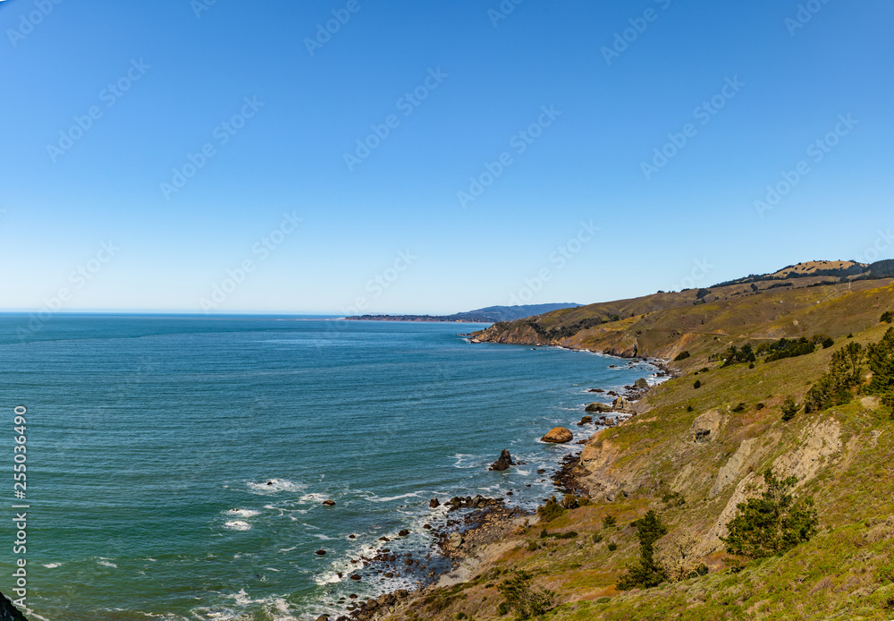 Coastline view seen from Stinson Beach overlook off highway 1 in California