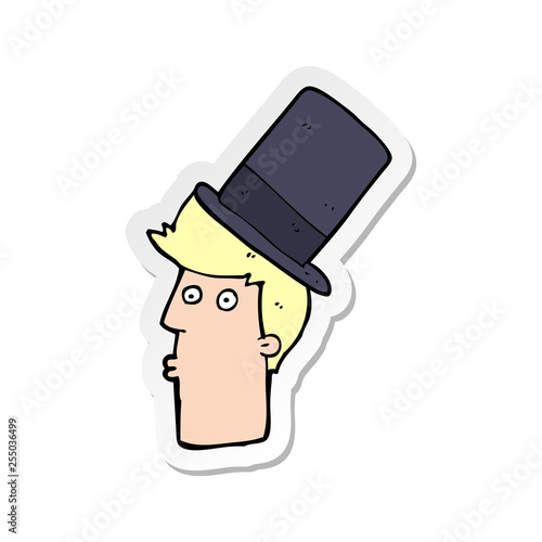 sticker of a cartoon man wearing top hat