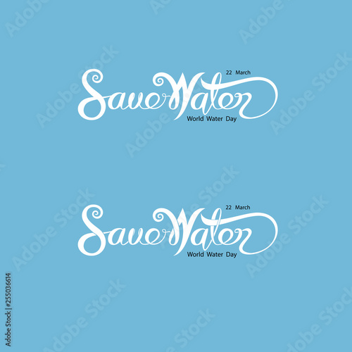 Blue Save Water Typographical Design Elements.World Water Day icon.March 22.Minimalistic design for World Water Day concept.Vector illustration