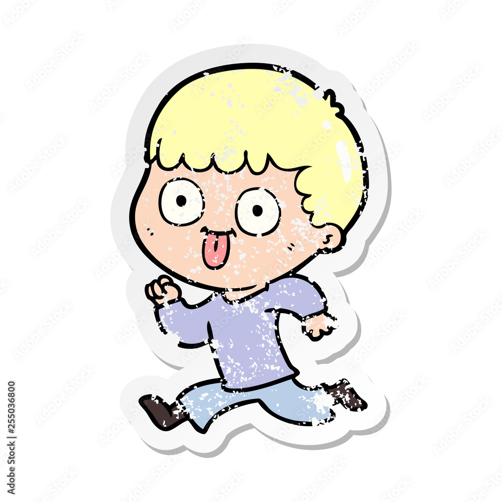 distressed sticker of a cartoon man staring distressed sticker of a cartoon man staring