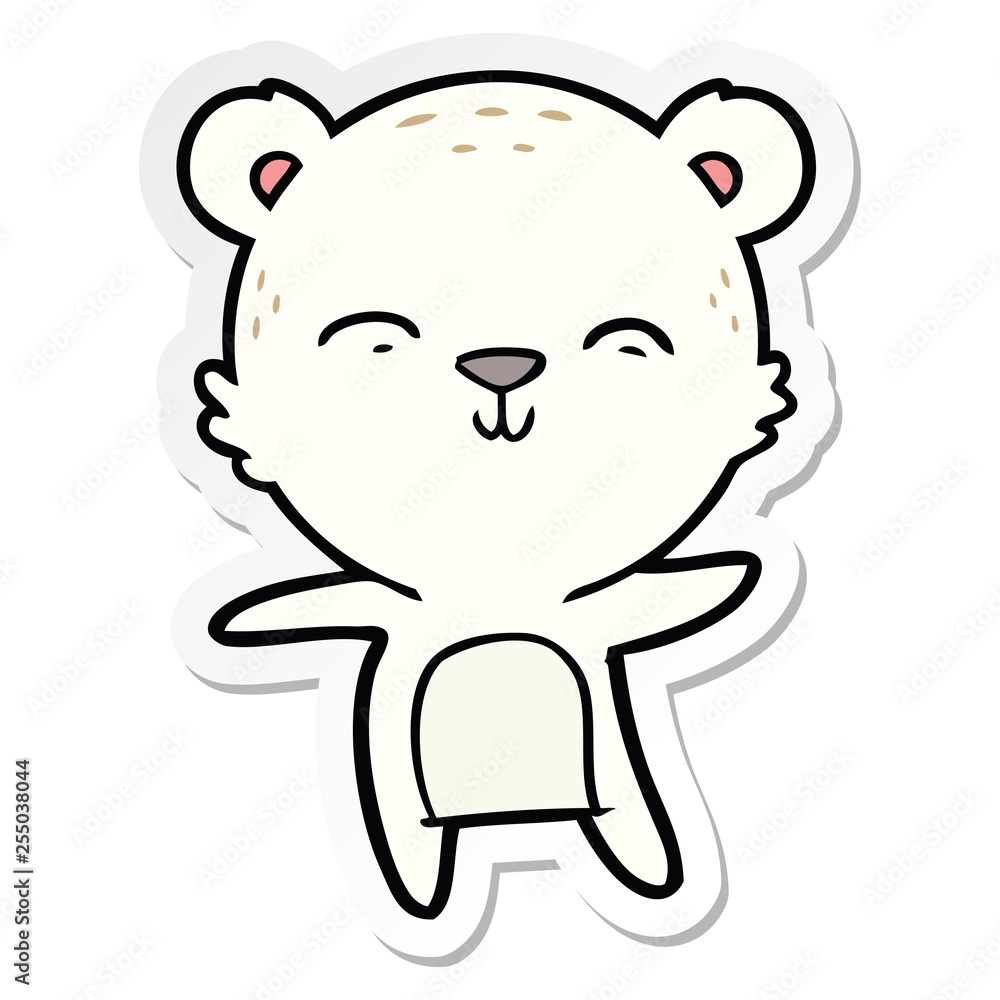 sticker of a happy cartoon polar bear dancing sticker of a happy cartoon polar bear dancing