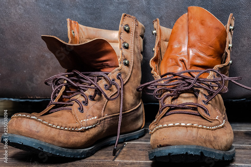 Leather boots.