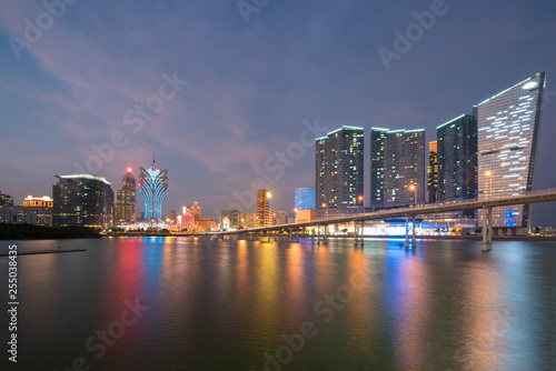 Image of Macau (Macao), China. Skyscraper hotel and casino building at downtown in Macau (Macao). photo