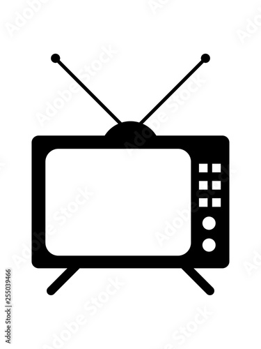 fernseher tv bildschirm sehen schauen gucken video alt retro antennen röhrenfernseher pictogramm logo design programm