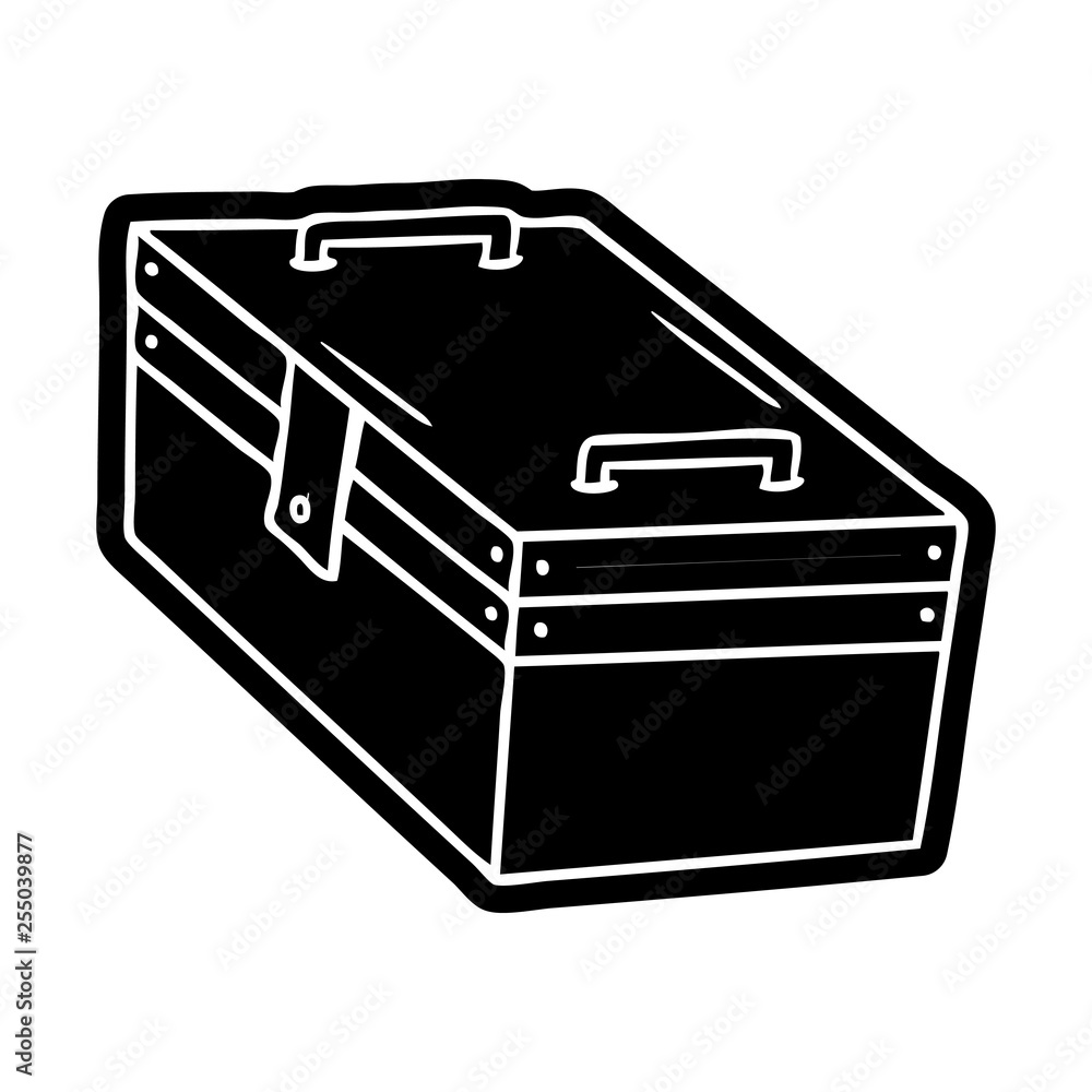 cartoon icon drawing of a metal tool box cartoon icon drawing of a metal tool box