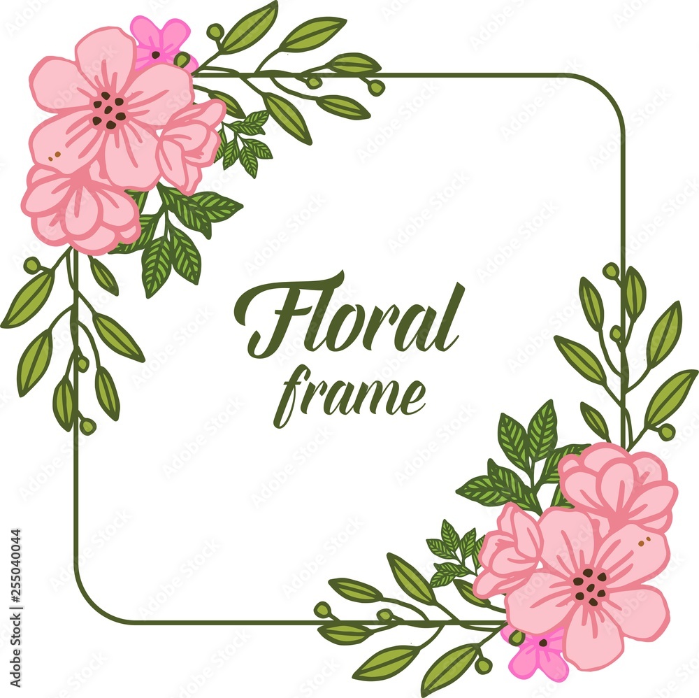 Vector illustration pink flower for lettering floral frame
