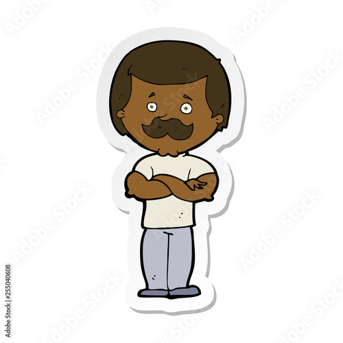 sticker of a cartoon manly mustache man