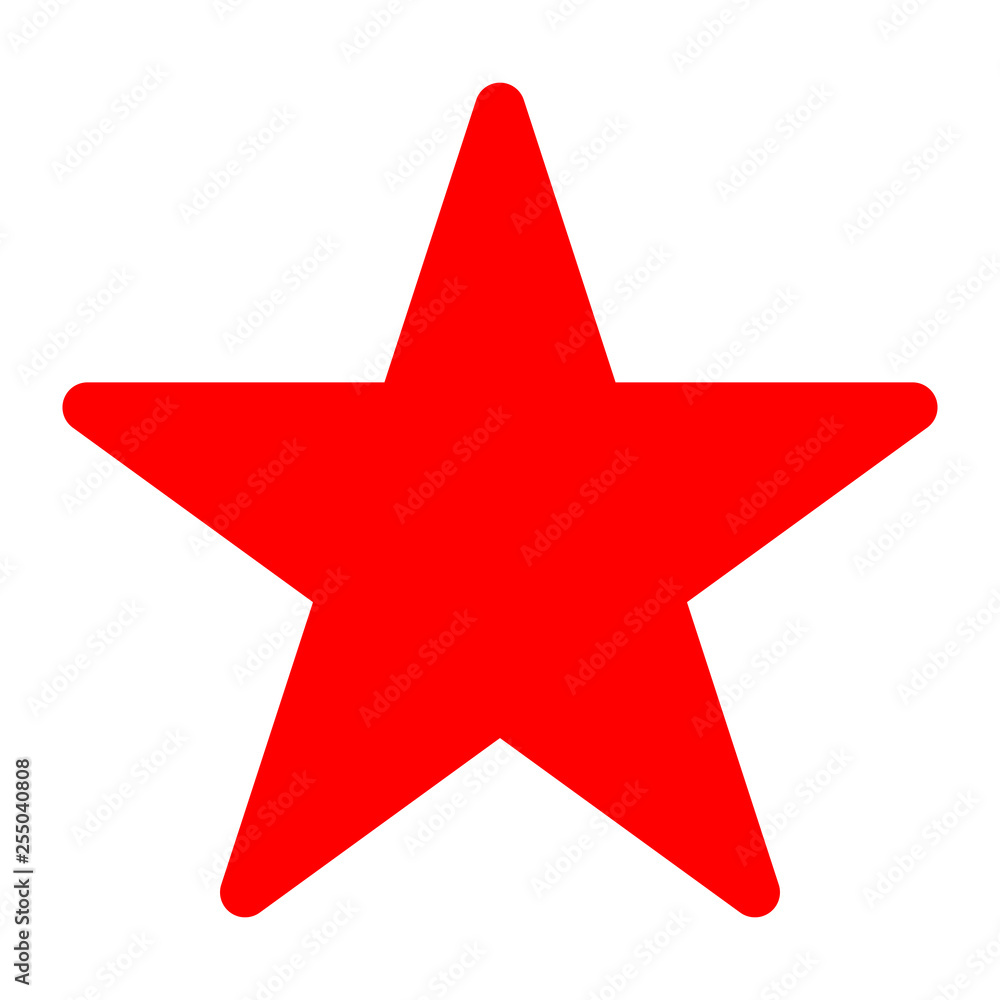 Obraz premium Star symbol icon - red simple, 5 pointed rounded, isolated - vector