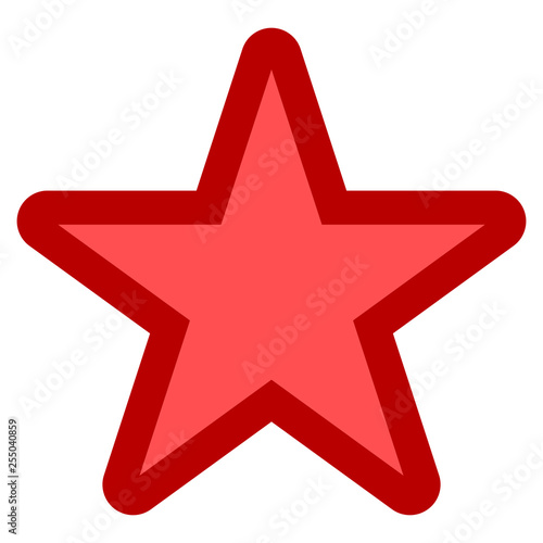 Star symbol icon - red simple with outline  5 pointed rounded  isolated - vector