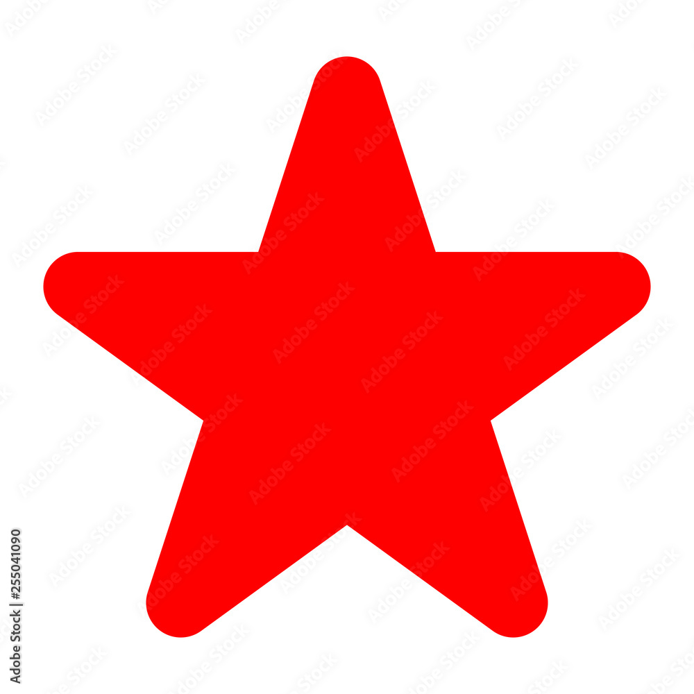 Star symbol icon - red simple, 5 pointed rounded, isolated - vector Star symbol icon - red simple, 5 pointed rounded, isolated - vector