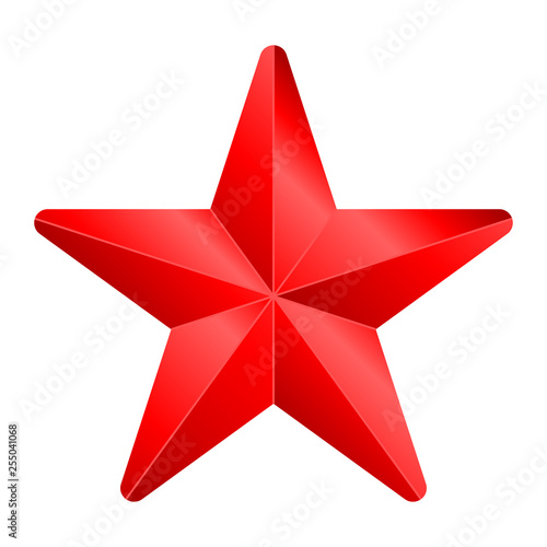 Star symbol icon - red gradient 3d  5 pointed rounded  isolated - vector