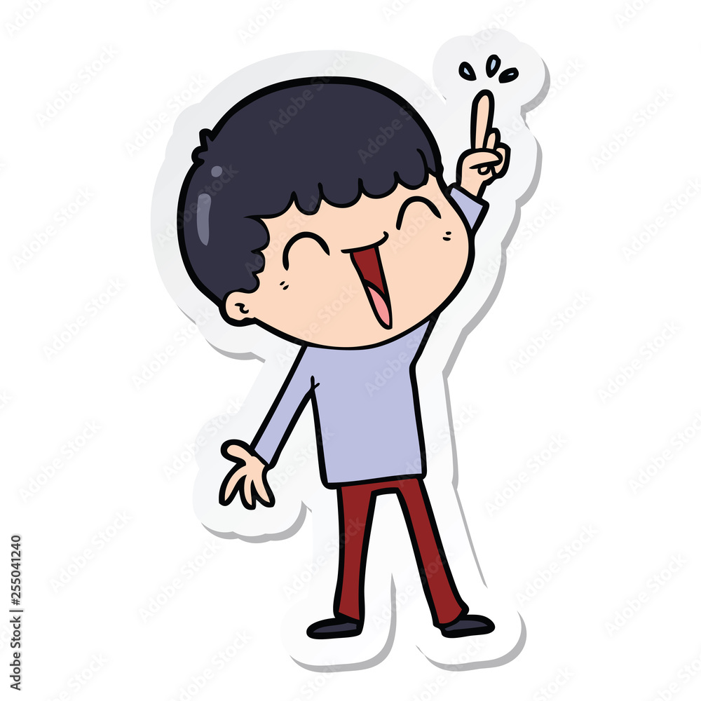 sticker of a cartoon happy man sticker of a cartoon happy man
