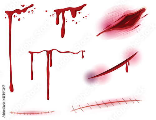 Set of blood and wound