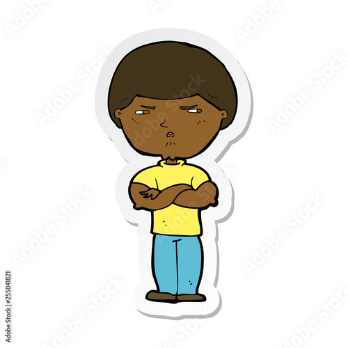 sticker of a cartoon grumpy man