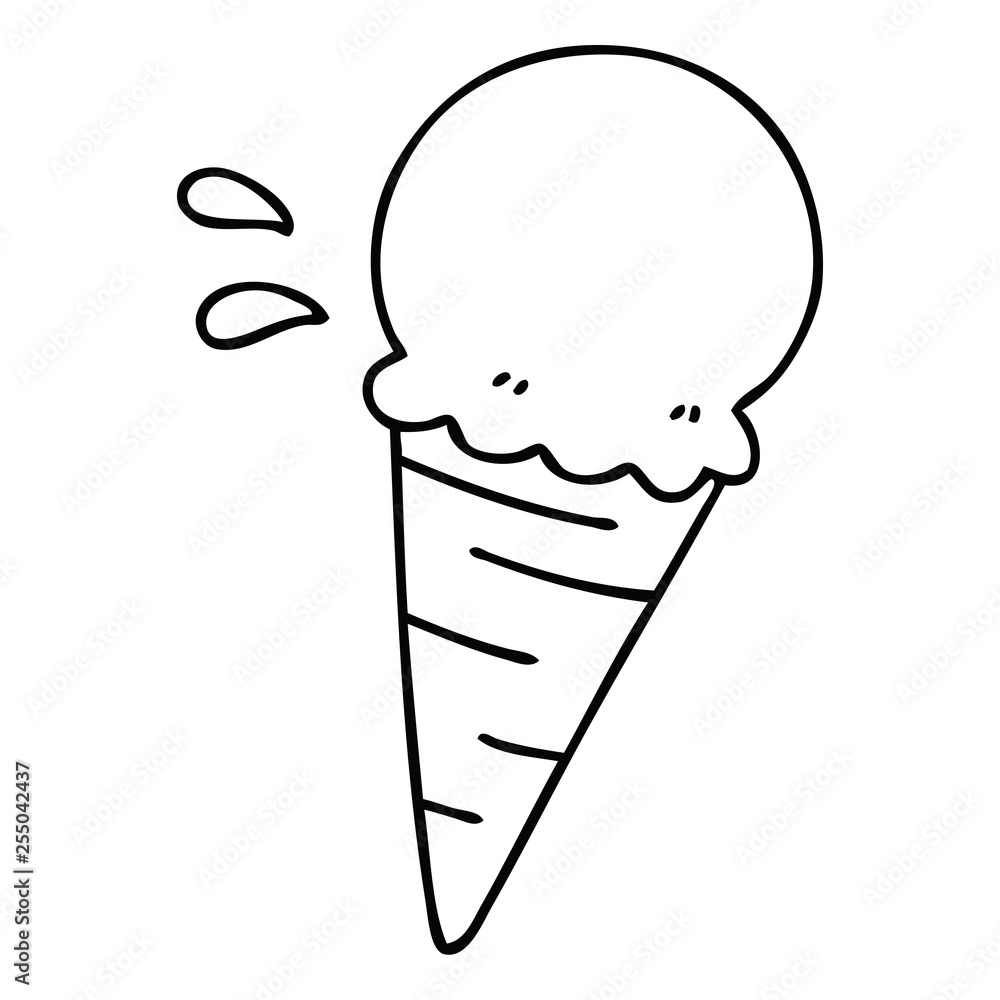 quirky line drawing cartoon vanilla ice cream Stock Vector | Adobe Stock