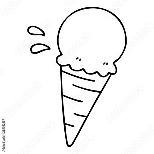 quirky line drawing cartoon vanilla ice cream