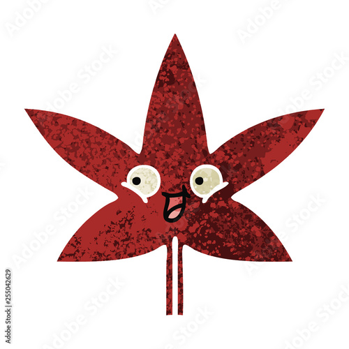 retro illustration style cartoon autumnal leaf