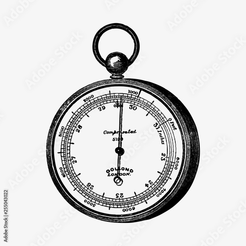 Aneroid barometer vintage drawing