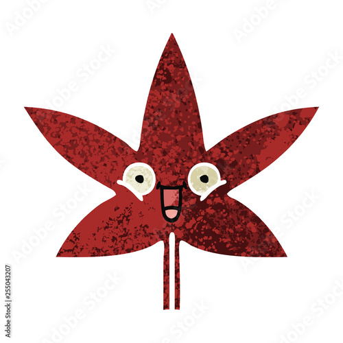 retro illustration style cartoon autumnal leaf