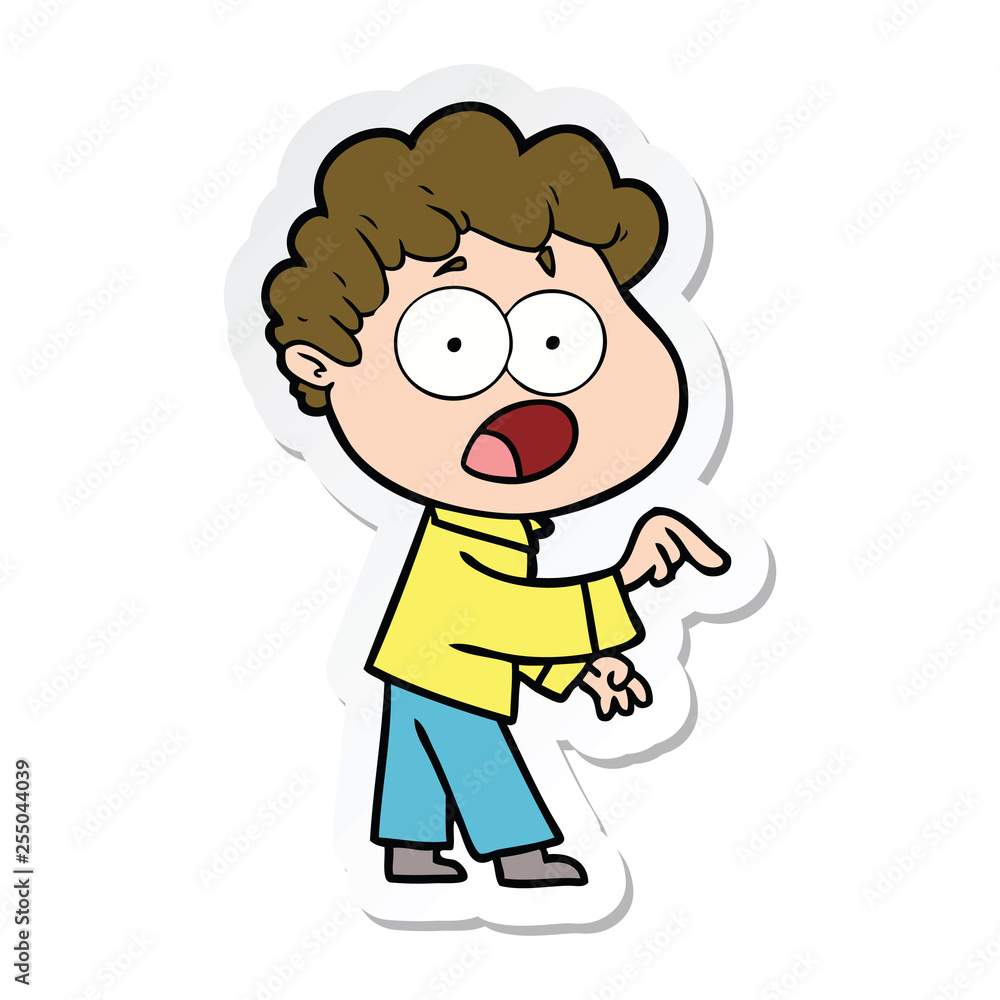 sticker of a cartoon man gasping in surprise sticker of a cartoon man gasping in surprise
