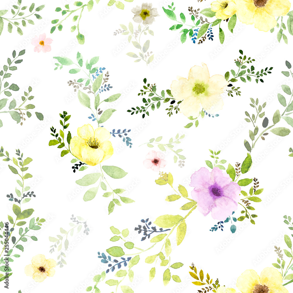 Seamless pattern with botanic watercolor hand painted. Seamless pattern with botanic watercolor hand painted.