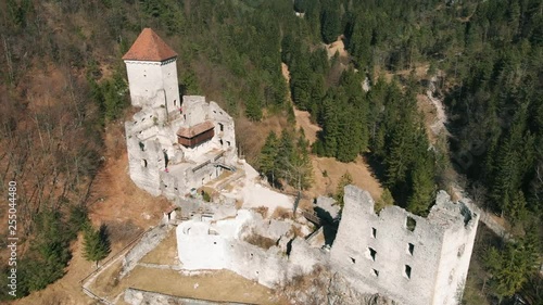 Ancient ruined castle Kamen overview. Castle is near Begunje na Gorenjskem, Slovenia. photo