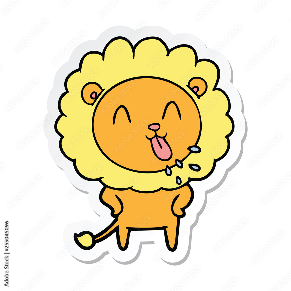 sticker of a happy cartoon lion sticker of a happy cartoon lion