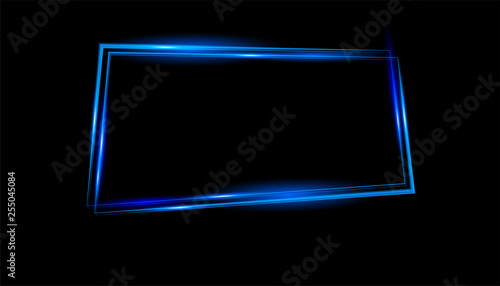 Vector neon shiny glowing blue frame. light  vector illustration