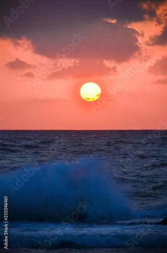 The sun sets over The Mediterranean Sea