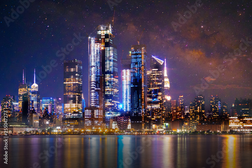 Wallpaper Mural Starry night aerial view of New York City,New York. Manhattan skyline at night. Torontodigital.ca