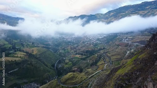 Aerial of the country roads in the Andean Mountains