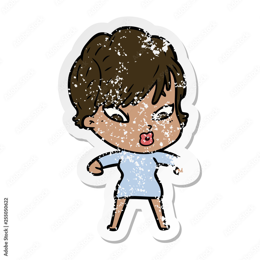 Fototapeta premium distressed sticker of a cartoon woman