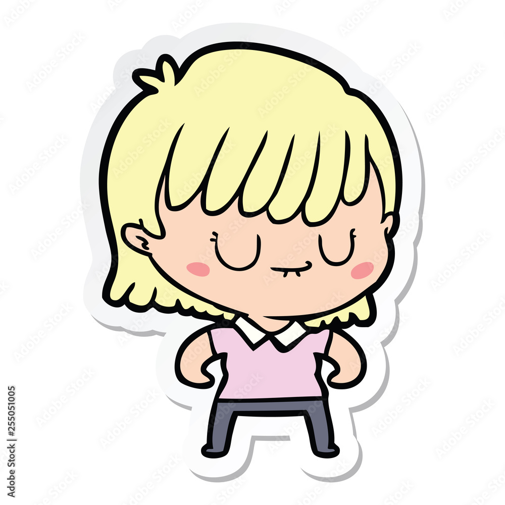 sticker of a cartoon woman sticker of a cartoon woman