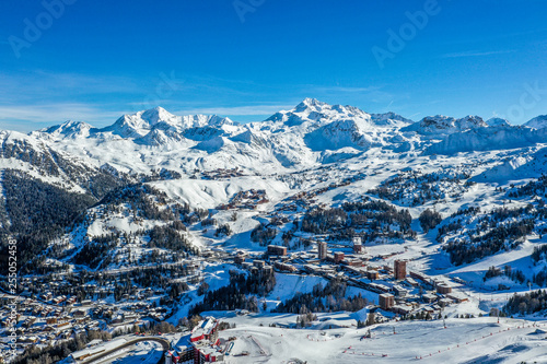 Above the ski resort in the French Alps