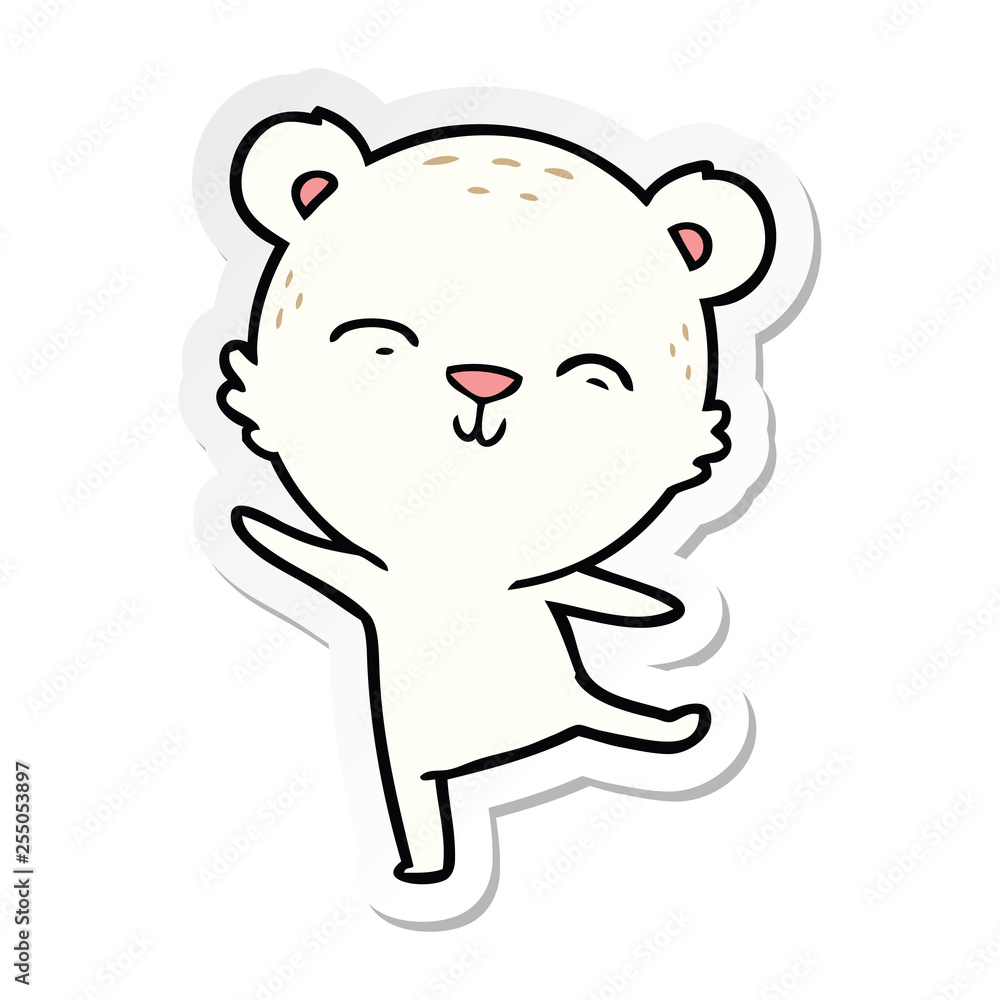 sticker of a happy cartoon polar bear dancing sticker of a happy cartoon polar bear dancing