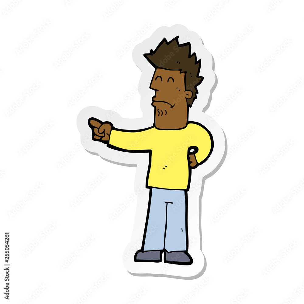 sticker of a cartoon man pointing sticker of a cartoon man pointing