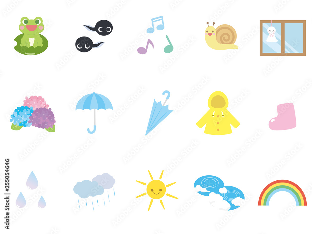 かわいい梅雨のアイコン素材 かわいい梅雨のアイコン素材