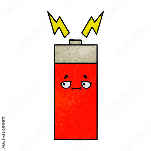 retro grunge texture cartoon battery