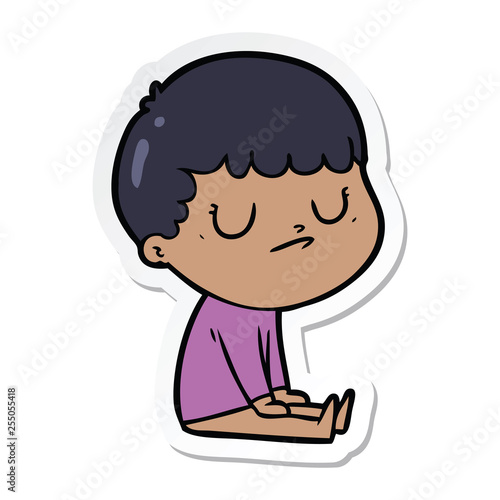 sticker of a cartoon grumpy boy