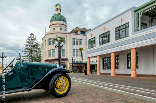 Napier's Iconic Symbols - The Dome and a Vintage Car photo